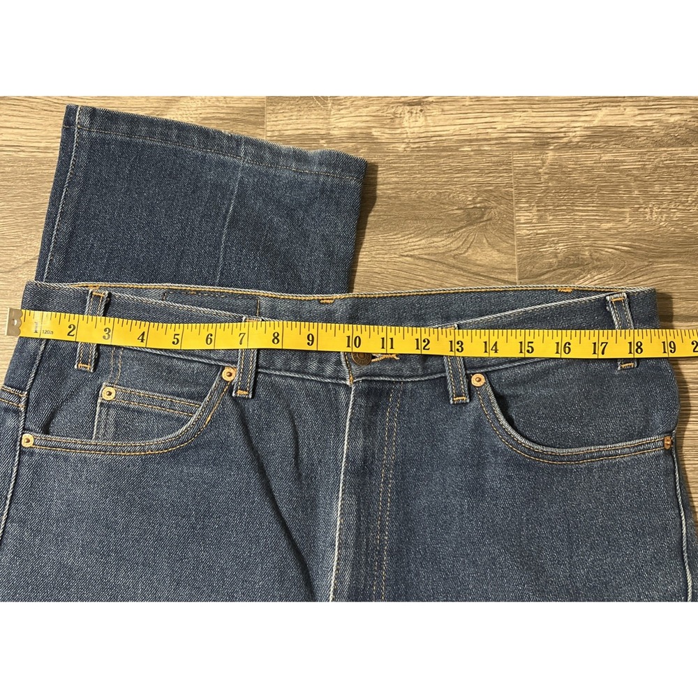 Levi's 517 Black Tab Boot Cut Dark Wash Poly Blend Blue Jeans Size 38x32 (38x29) - Picture 11 of 15
